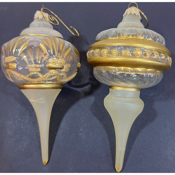 Vtg Christmas tree Ornament Lot of 3 Gold Accents 6" Star 5" set Holiday - Picture 2 of 5